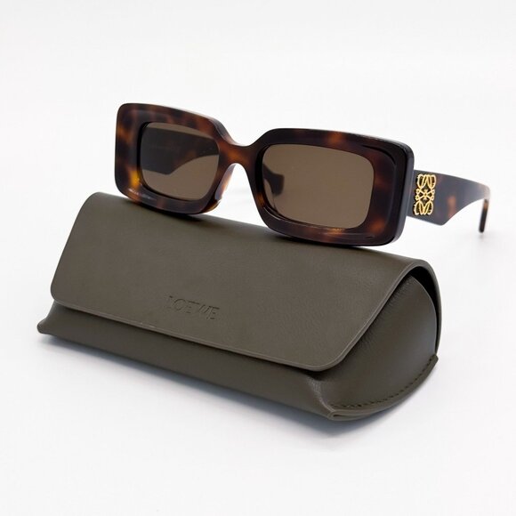 NEW LW40102F 52E, LOEWE SQUARE HAVANA BROWN SUNGLASSES LOEWE - Picture 2 of 12